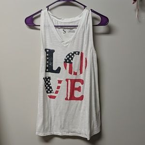 Love American flag tank top